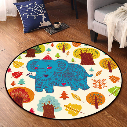 Bright Multi Colored Animal Rug Synthetics Cartoon Carpet Pet Friendly Anti-Slip Backing Washable Rug for Childrens Room - Blue - Clearhalo - 'Area Rug' - 'Rug' - 2106096