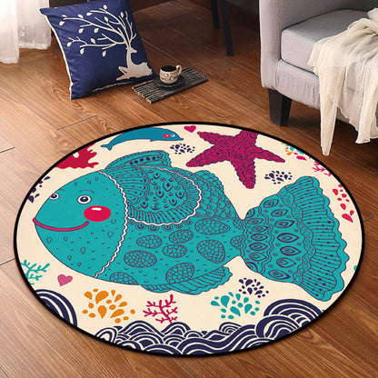 Cartoon Nursery Area Rug Multi Colored Polypropylene Rug Pet Friendly Non-Slip Washable Carpet