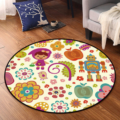 Cartoon Nursery Area Rug Multi Colored Polypropylene Rug Pet Friendly Non-Slip Washable Carpet