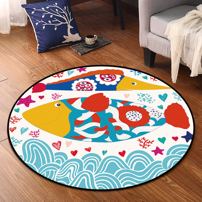 Cartoon Nursery Area Rug Multi Colored Polypropylene Rug Pet Friendly Non-Slip Washable Carpet