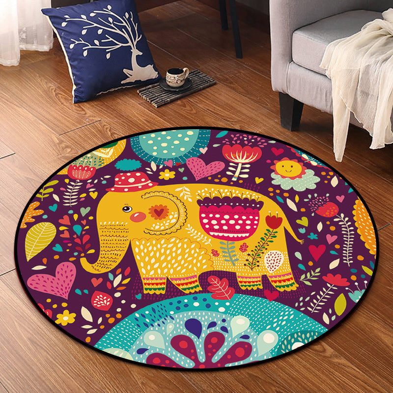 Cartoon Nursery Area Rug Multi Colored Polypropylene Rug Pet Friendly Non-Slip Washable Carpet