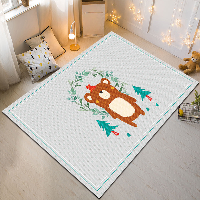 Nordic Style Animal Rug Multicolor Synthetics Carpet Washable Stain Resistant Non-Slip Rug for Childrens Bedroom