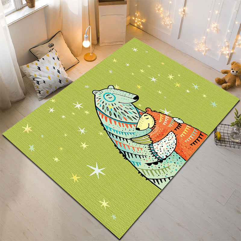 Nordic Style Animal Rug Multicolor Synthetics Carpet Washable Stain Resistant Non-Slip Rug for Childrens Bedroom