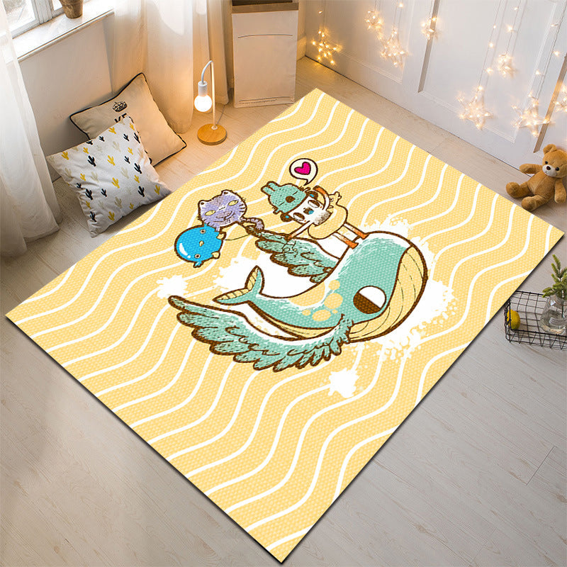 Nordic Style Animal Rug Multicolor Synthetics Carpet Washable Stain Resistant Non-Slip Rug for Childrens Bedroom