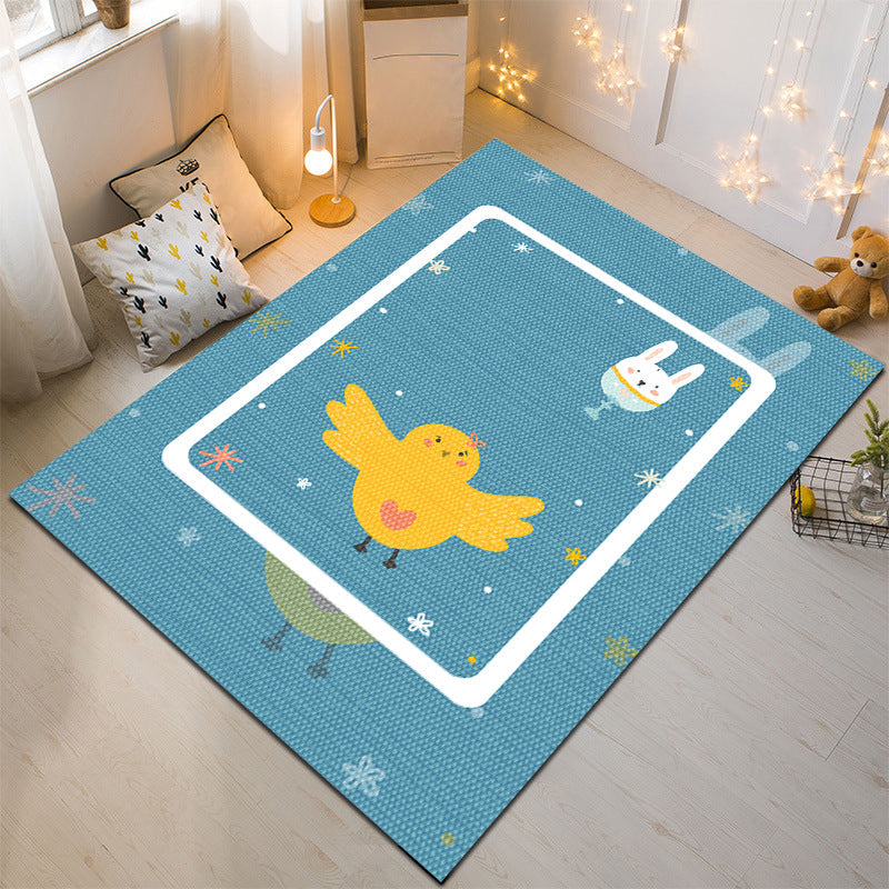 Nordic Style Animal Rug Multicolor Synthetics Carpet Washable Stain Resistant Non-Slip Rug for Childrens Bedroom