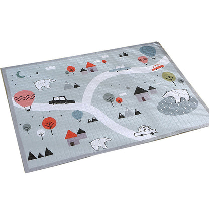 Fun Road Map Animal Rug Multicolor Kids Style Rug Synthetics Anti-Slip Backing Stain Resistant Pet Friendly Carpet for Baby Room