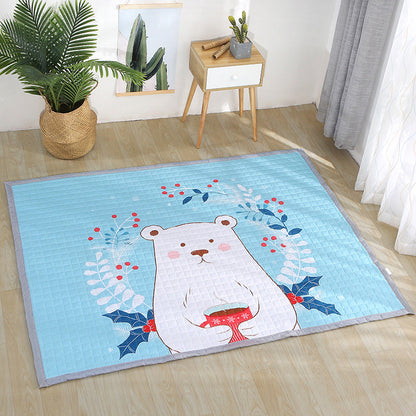 Fun Road Map Animal Rug Multicolor Kids Style Rug Synthetics Anti-Slip Backing Stain Resistant Pet Friendly Carpet for Baby Room