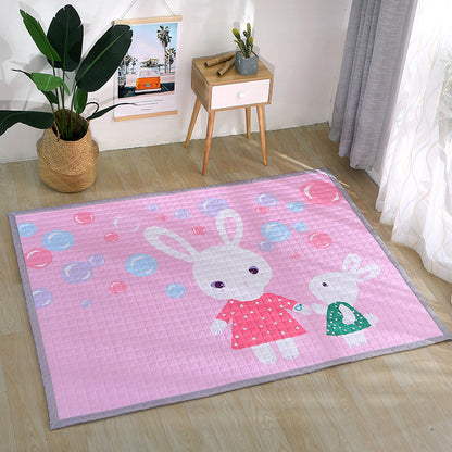 Fun Road Map Animal Rug Multicolor Kids Style Rug Synthetics Anti-Slip Backing Stain Resistant Pet Friendly Carpet for Baby Room