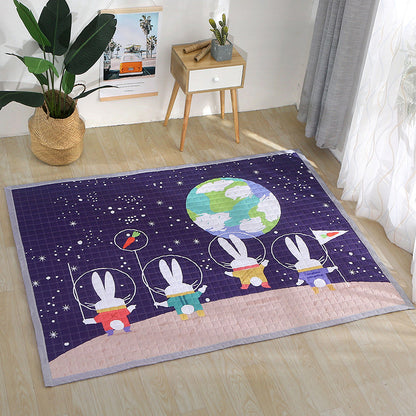 Fun Road Map Animal Rug Multicolor Kids Style Rug Synthetics Anti-Slip Backing Stain Resistant Pet Friendly Carpet for Baby Room