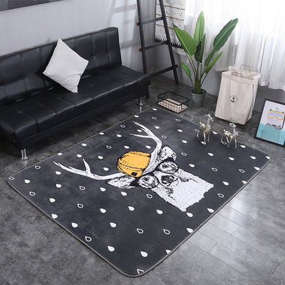 Multicolor Living Room Play Rug Cartoon City Road Animal Carpet Polypropylene Stain Resistant Washable Anti-Slip Backing Rug - Black-White - 4'9" x 6'5" - Clearhalo - 'Area Rug' - 'Rug' - 2106153