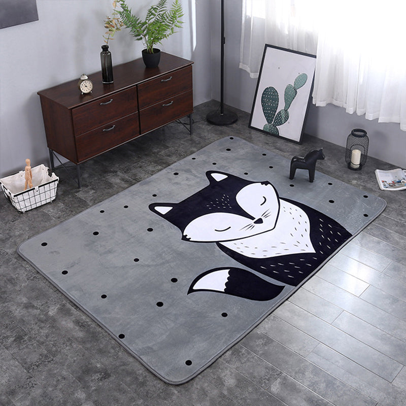 Multicolor Living Room Play Rug Cartoon City Road Animal Carpet Polypropylene Stain Resistant Washable Anti-Slip Backing Rug - Black - 4'9" x 6'5" - Clearhalo - 'Area Rug' - 'Rug' - 2106154