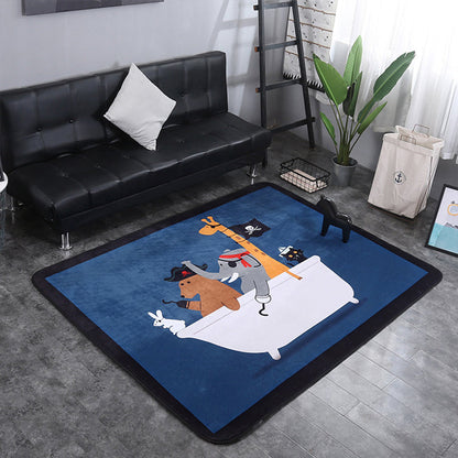 Multicolor Living Room Play Rug Cartoon City Road Animal Carpet Polypropylene Stain Resistant Washable Anti-Slip Backing Rug - Blue - 4'9" x 6'5" - Clearhalo - 'Area Rug' - 'Rug' - 2106155