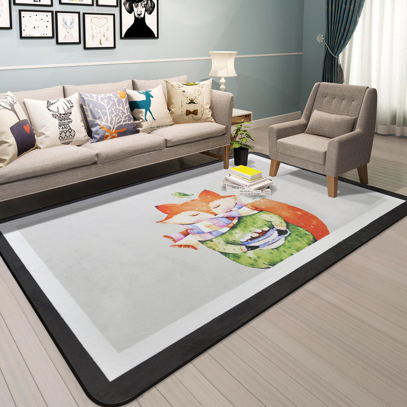 Cartoon Animal Gentleman Rug Multicolor Polypropylene Carpet Washable Pet Friendly Anti-Slip Backing Rug for Living Room