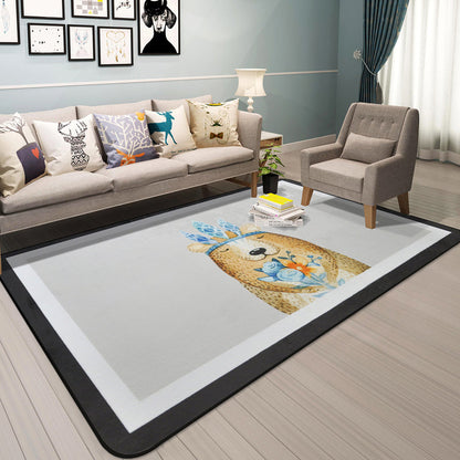 Cartoon Animal Gentleman Rug Multicolor Polypropylene Carpet Washable Pet Friendly Anti-Slip Backing Rug for Living Room