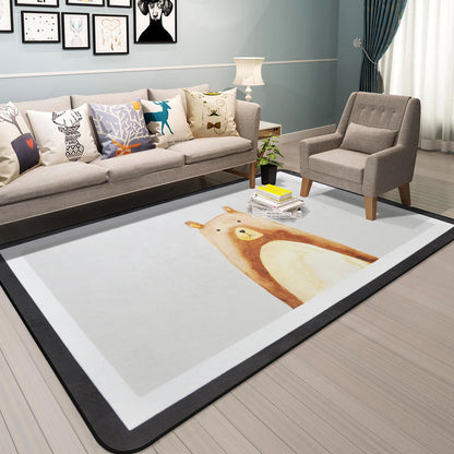 Cartoon Animal Gentleman Rug Multicolor Polypropylene Carpet Washable Pet Friendly Anti-Slip Backing Rug for Living Room