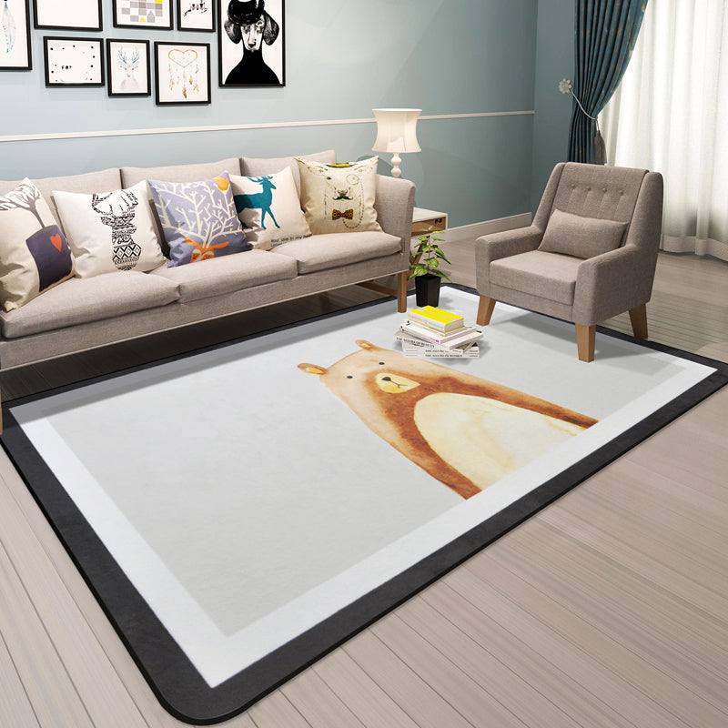 Cartoon Animal Gentleman Rug Multicolor Polypropylene Carpet Washable Pet Friendly Anti-Slip Backing Rug for Living Room