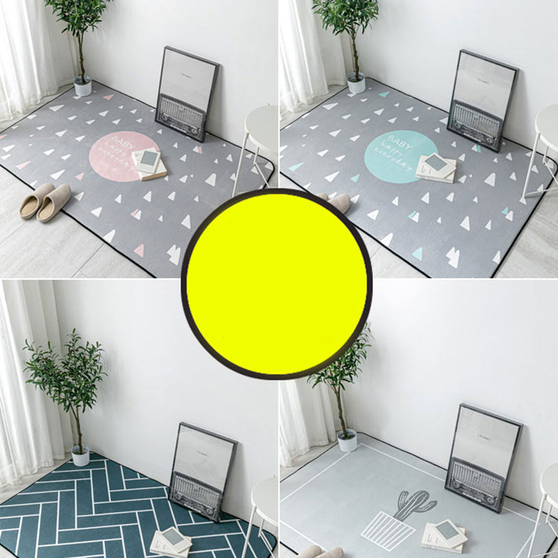 Multi Colored Geometric Rug Polyester Cartoon Area Rug Pet Friendly Anti-Slip Stain Resistant Carpet for Kids Bedroom - Clearhalo - 'Area Rug' - 'Rug' - 2106167