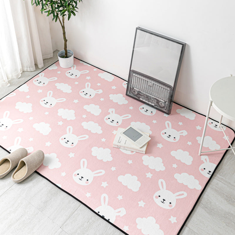 Multi Colored Geometric Rug Polyester Cartoon Area Rug Pet Friendly Anti-Slip Stain Resistant Carpet for Kids Bedroom - Pink - Clearhalo - 'Area Rug' - 'Rug' - 2106169