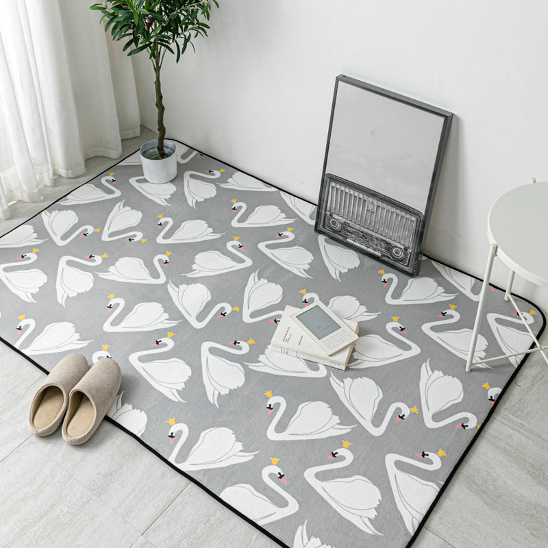 Multi Colored Geometric Rug Polyester Cartoon Area Rug Pet Friendly Anti-Slip Stain Resistant Carpet for Kids Bedroom - Light Gray - Clearhalo - 'Area Rug' - 'Rug' - 2106171