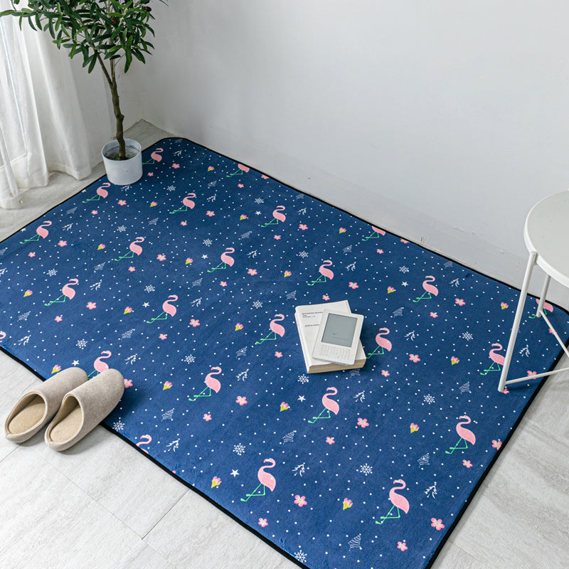 Multi Colored Geometric Rug Polyester Cartoon Area Rug Pet Friendly Anti-Slip Stain Resistant Carpet for Kids Bedroom - Blue - Clearhalo - 'Area Rug' - 'Rug' - 2106175