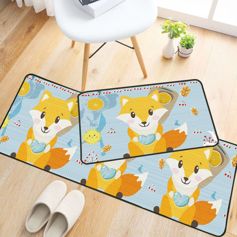 Childlike Animal Pattern Rug Multi Color Cartoon Rug Synthetics Non-Slip Machine Washable Stain Resistant Carpet for Nursery - Light Blue - Clearhalo - 'Area Rug' - 'Rug' - 2106177