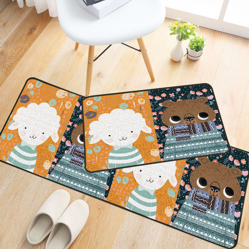 Childlike Animal Pattern Rug Multi Color Cartoon Rug Synthetics Non-Slip Machine Washable Stain Resistant Carpet for Nursery - Orange-Black - Clearhalo - 'Area Rug' - 'Rug' - 2106180