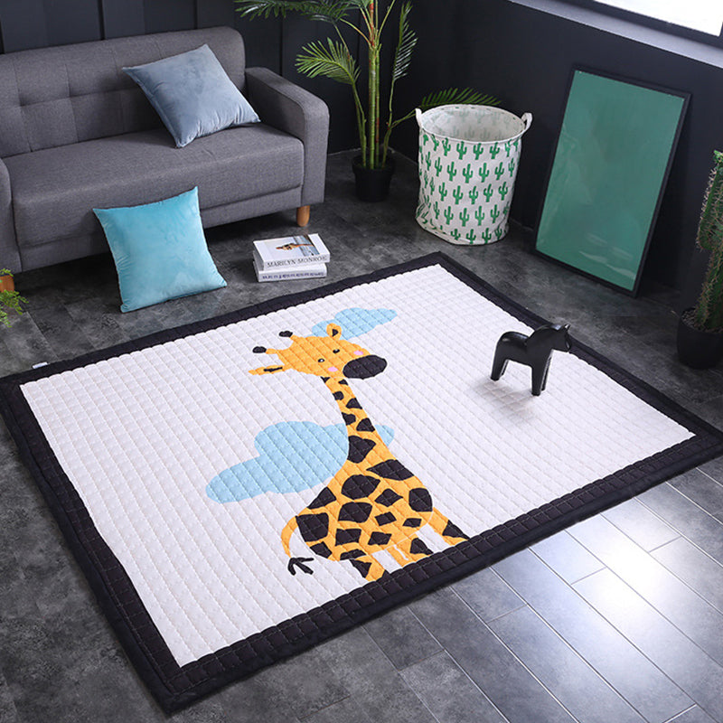 Chic Cartoon Quilted Rug Multicolor Wild Animal Area Carpet Stain Resistant Non-Slip Washable Rug for Kids Bedroom - Yellow - 4'9" x 6'5" - Clearhalo - 'Area Rug' - 'Rug' - 2106187