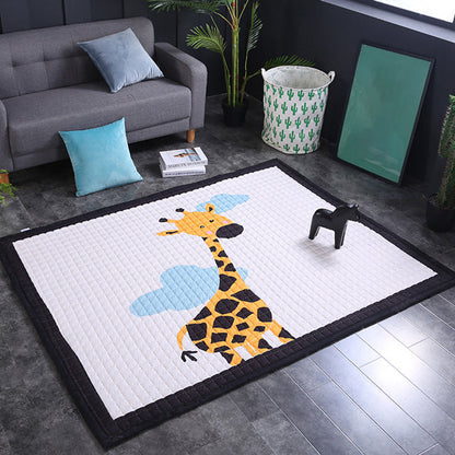 Chic Cartoon Quilted Rug Multicolor Wild Animal Area Carpet Stain Resistant Non-Slip Washable Rug for Kids Bedroom - Yellow - 4'9" x 6'5" - Clearhalo - 'Area Rug' - 'Rug' - 2106187