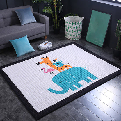 Chic Cartoon Quilted Rug Multicolor Wild Animal Area Carpet Stain Resistant Non-Slip Washable Rug for Kids Bedroom - Lake Green - 4'9" x 6'5" - Clearhalo - 'Area Rug' - 'Rug' - 2106188