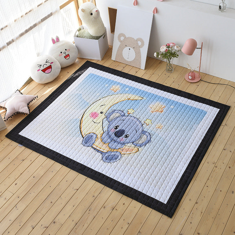Chic Cartoon Quilted Rug Multicolor Wild Animal Area Carpet Stain Resistant Non-Slip Washable Rug for Kids Bedroom - Gray Blue - 4'9" x 6'5" - Clearhalo - 'Area Rug' - 'Rug' - 2106191