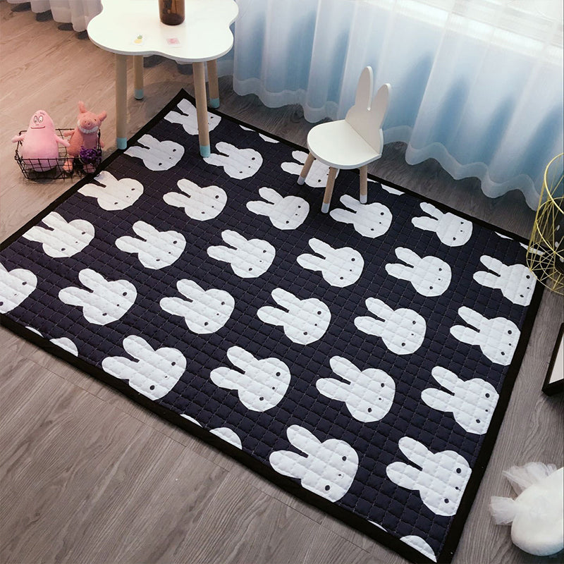 Chic Cartoon Quilted Rug Multicolor Wild Animal Area Carpet Stain Resistant Non-Slip Washable Rug for Kids Bedroom - Black-White - 4'9" x 6'5" - Clearhalo - 'Area Rug' - 'Rug' - 2106193