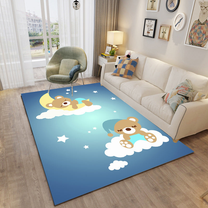 Childly Multi Colored Cartoon Rug Polypropylene Animal Print Rug Non-Slip Stain Resistant Pet Friendly Carpet for Baby Room - Blue - Clearhalo - 'Area Rug' - 'Rug' - 2106200