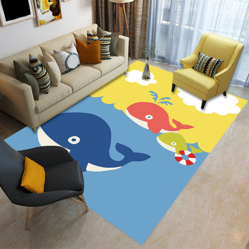 Childly Multi Colored Cartoon Rug Polypropylene Animal Print Rug Non-Slip Stain Resistant Pet Friendly Carpet for Baby Room - Yellow - Clearhalo - 'Area Rug' - 'Rug' - 2106201