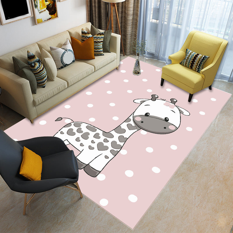 Childly Multi Colored Cartoon Rug Polypropylene Animal Print Rug Non-Slip Stain Resistant Pet Friendly Carpet for Baby Room - Nude Pink - Clearhalo - 'Area Rug' - 'Rug' - 2106202