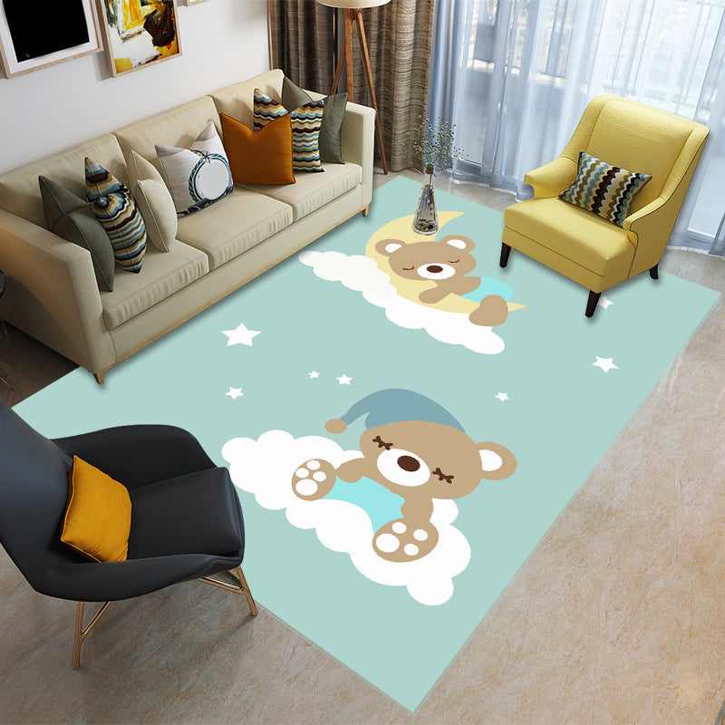 Childly Multi Colored Cartoon Rug Polypropylene Animal Print Rug Non-Slip Stain Resistant Pet Friendly Carpet for Baby Room - Light Green - Clearhalo - 'Area Rug' - 'Rug' - 2106203