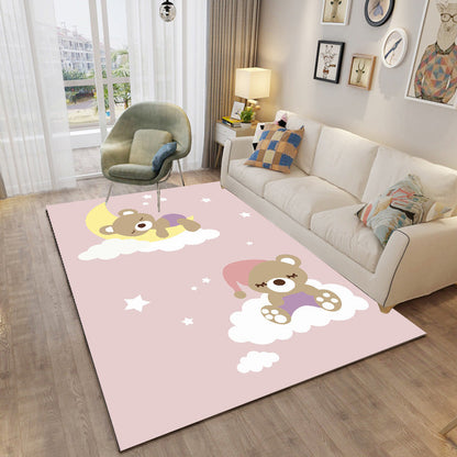 Childly Multi Colored Cartoon Rug Polypropylene Animal Print Rug Non-Slip Stain Resistant Pet Friendly Carpet for Baby Room - Pink - Clearhalo - 'Area Rug' - 'Rug' - 2106204