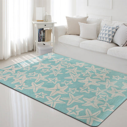 Multi-Color Marine Life Rug Polyester Nordic Area Rug Washable Pet Friendly Anti-Slip Carpet for Living Room - Light Green - Clearhalo - 'Area Rug' - 'Rug' - 2106207