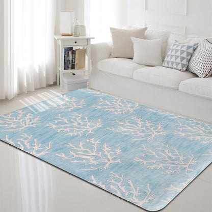 Multi-Color Marine Life Rug Polyester Nordic Area Rug Washable Pet Friendly Anti-Slip Carpet for Living Room - Blue - Clearhalo - 'Area Rug' - 'Rug' - 2106208