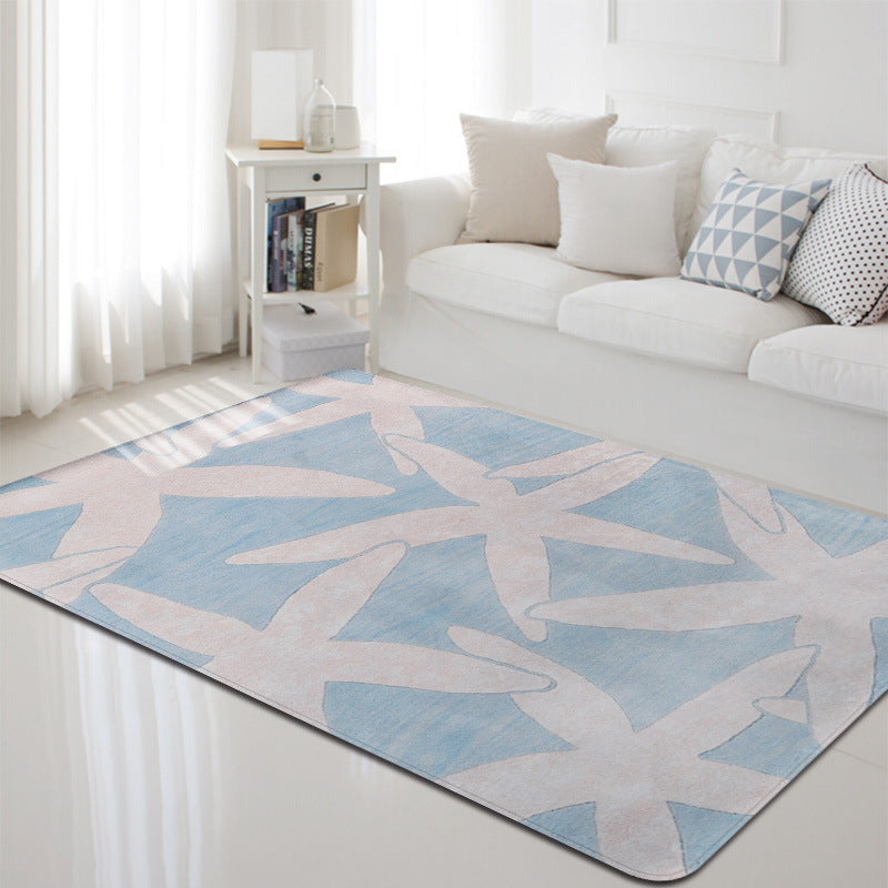 Multi-Color Marine Life Rug Polyester Nordic Area Rug Washable Pet Friendly Anti-Slip Carpet for Living Room - Light Blue - Clearhalo - 'Area Rug' - 'Rug' - 2106210