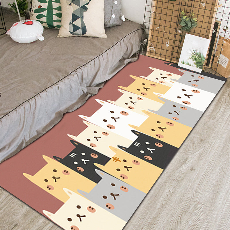 Chic Animal Pattern Indoor Rug Multi-Color Cartoon Carpet Synthetics Non-Slip Pet Friendly Washable Rug for Kindergarten - Brown - Clearhalo - 'Area Rug' - 'Rug' - 2106226