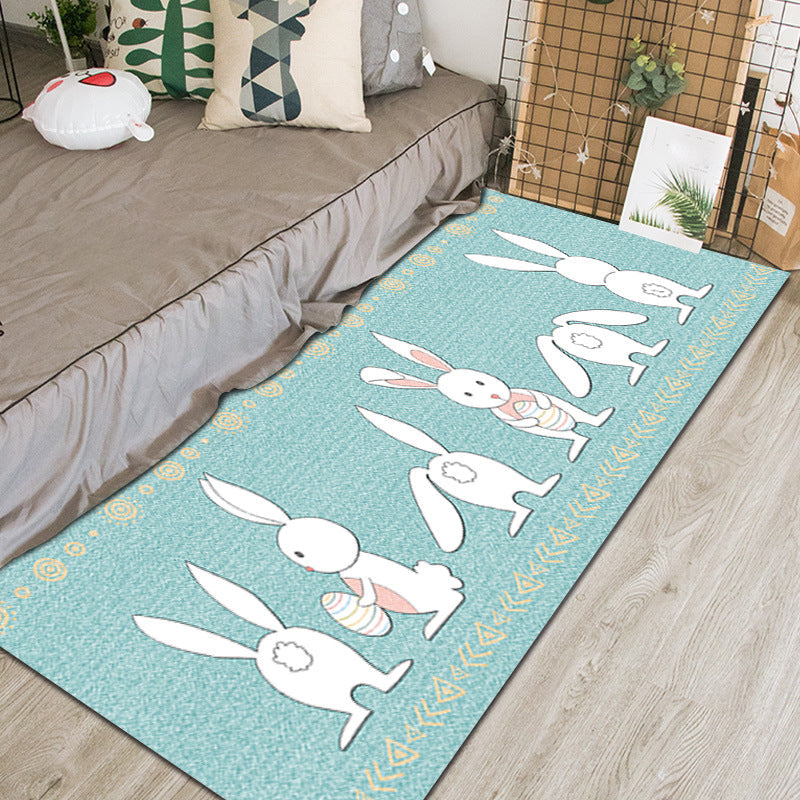 Chic Animal Pattern Indoor Rug Multi-Color Cartoon Carpet Synthetics Non-Slip Pet Friendly Washable Rug for Kindergarten - Aqua - Clearhalo - 'Area Rug' - 'Rug' - 2106228
