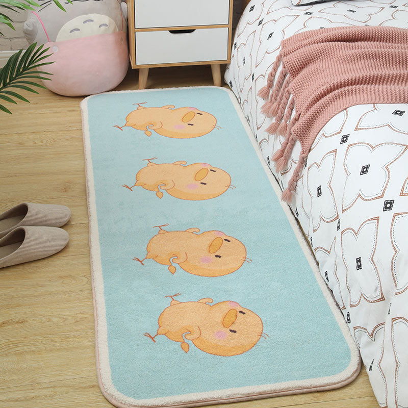 Pastel Multi Colored Scandinavian Rug Cotton Animal Rug Machine Wash Carpet for Girls Room