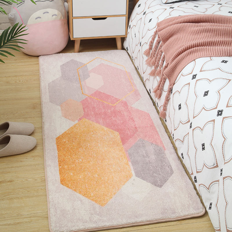 Pastel Multi Colored Scandinavian Rug Cotton Animal Rug Machine Wash Carpet for Girls Room