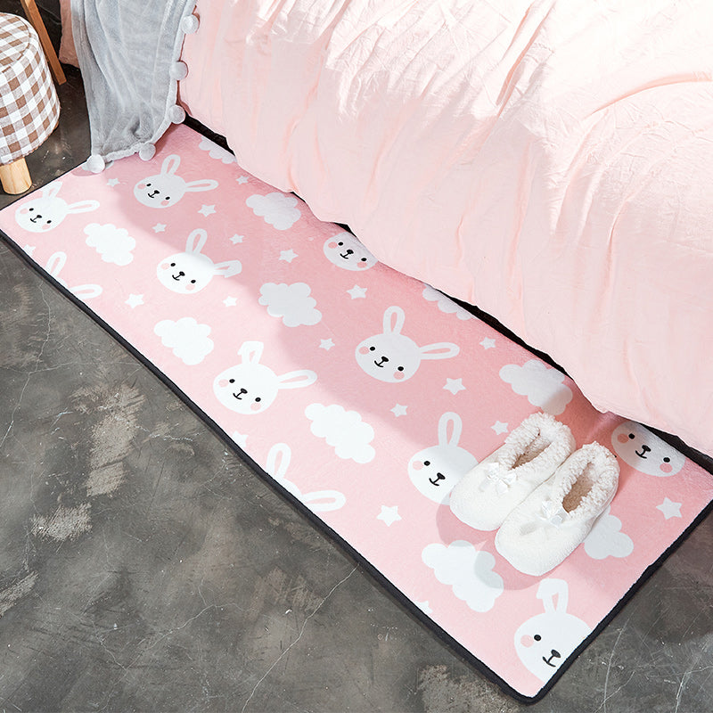 Relaxing Animal Printed Rug Multi Color Childrens Art Rug Polypropylene Anti-Slip Backing Stain Resistant Machine Washable Rug for Bedroom Light Pink Clearhalo 'Area Rug' 'Rug' 2106240