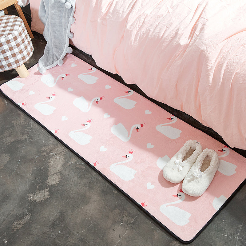 Relaxing Animal Printed Rug Multi Color Childrens Art Rug Polypropylene Anti-Slip Backing Stain Resistant Machine Washable Rug for Bedroom Pink Clearhalo 'Area Rug' 'Rug' 2106242