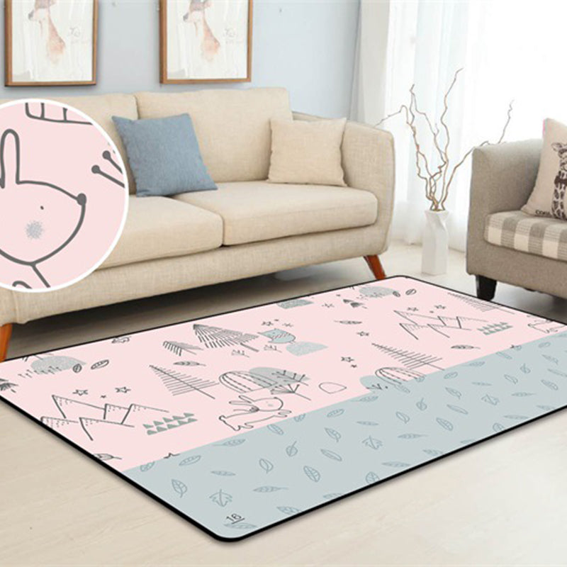 Kawaii Childrens Art Rug Multi Color Animal Print Carpet Pet Friendly Stain Resistant Non-Slip Rug for Home Decoration - Grey - Clearhalo - 'Area Rug' - 'Rug' - 2106262