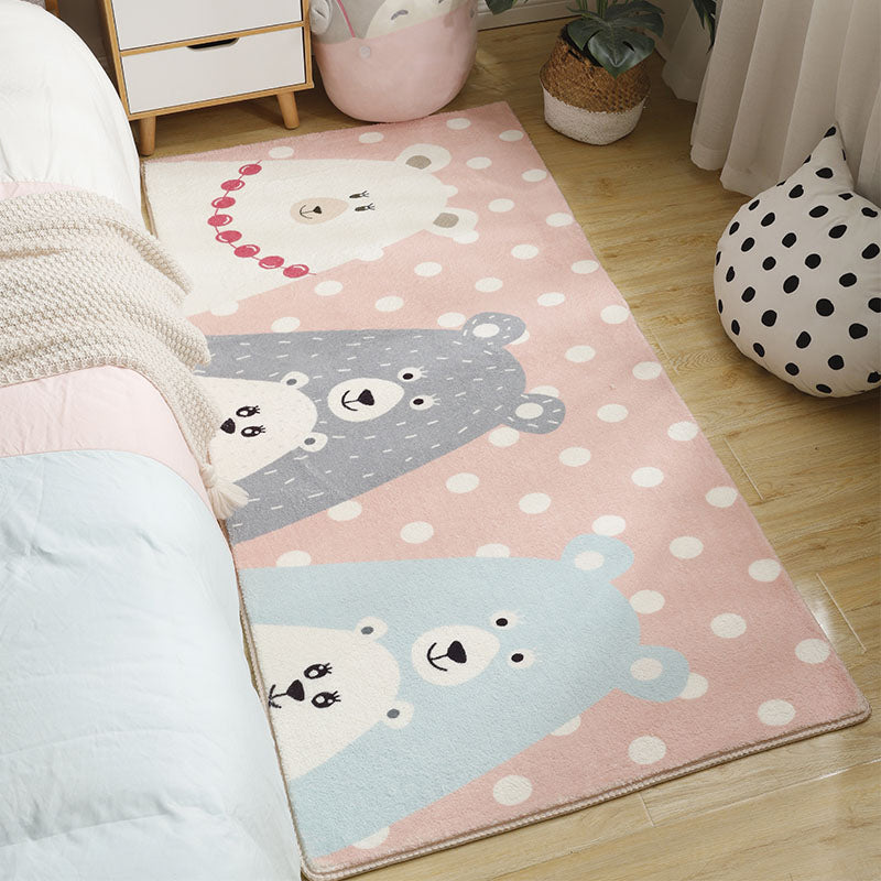 Babyish Multicolor Animal Rug Cotton Cartoon Area Carpet Washable Non-Slip Stain Resistant Rug for Kids - Pink-Blue - Clearhalo - 'Area Rug' - 'Rug' - 2106265