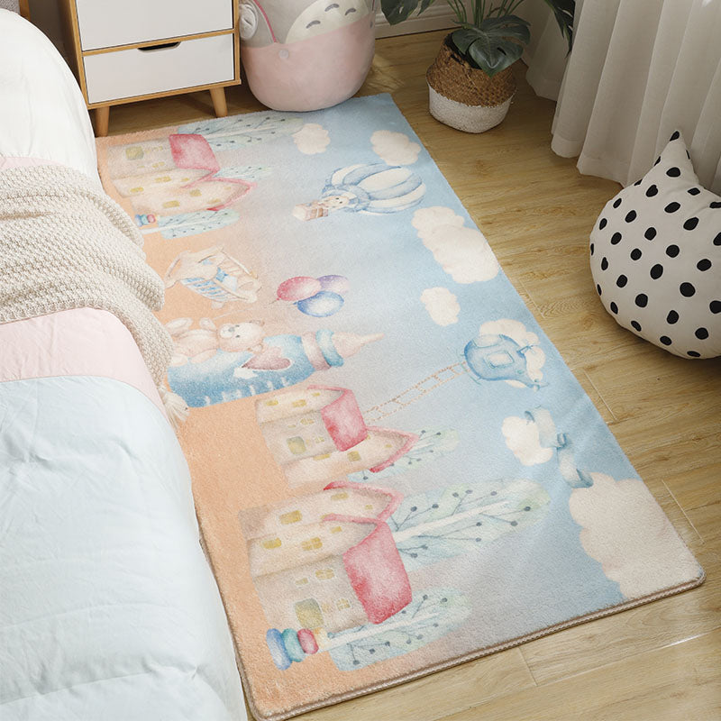 Babyish Multicolor Animal Rug Cotton Cartoon Area Carpet Washable Non-Slip Stain Resistant Rug for Kids - Blue-Orange - Clearhalo - 'Area Rug' - 'Rug' - 2106268