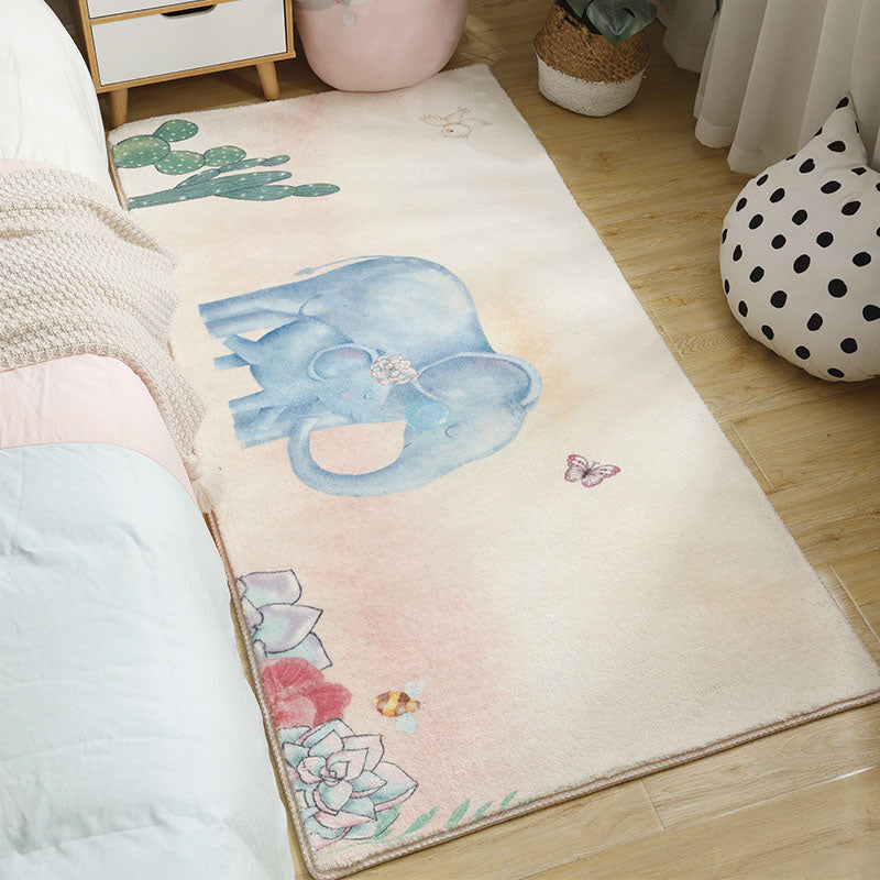 Babyish Multicolor Animal Rug Cotton Cartoon Area Carpet Washable Non-Slip Stain Resistant Rug for Kids - Light Yellow - Clearhalo - 'Area Rug' - 'Rug' - 2106269