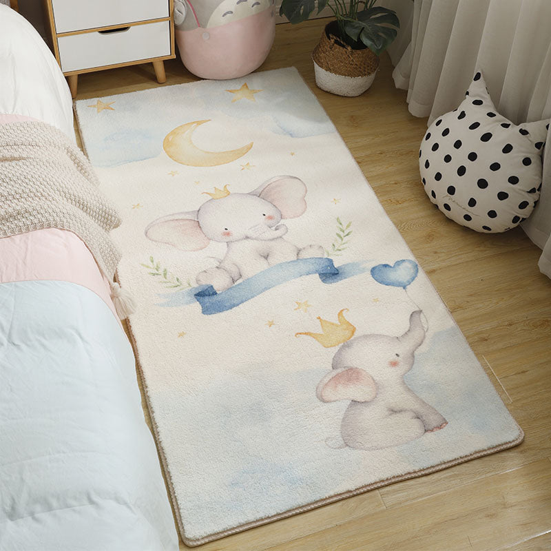 Babyish Multicolor Animal Rug Cotton Cartoon Area Carpet Washable Non-Slip Stain Resistant Rug for Kids - White - Clearhalo - 'Area Rug' - 'Rug' - 2106271